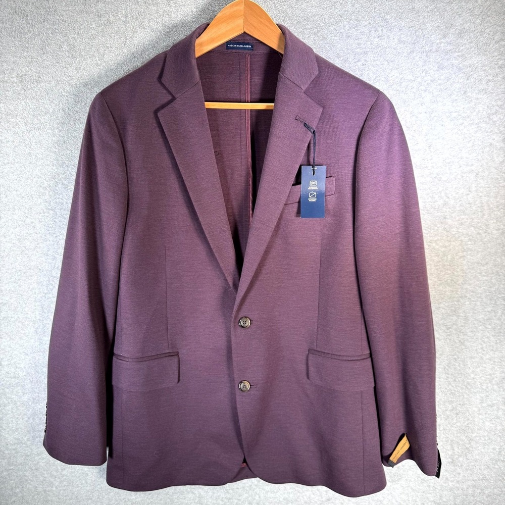 Stafford Blazer Mens 40 Plum Stretch Comfort Classic Fit Notch Lapel Formal